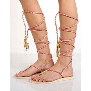 L*Space by Cocobelle Gili Women's Size 7.5 Coral Wrap Gladiator Sandals